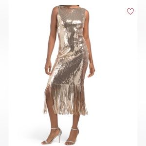 Nanette Lepore High Neck Sequin Fringe Dress